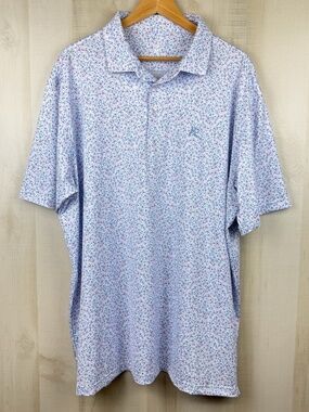 Rhoback Men’s Short Sleeve Performance Polo The Cherry Blossom Floral Print 3XL